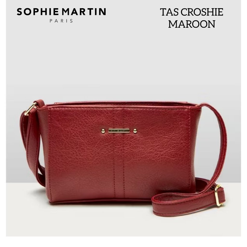 TAS CROSHIE MAROON BIRU SOPHIE MARTIN PARIS TAS SELEMPANG MERAH WANITA