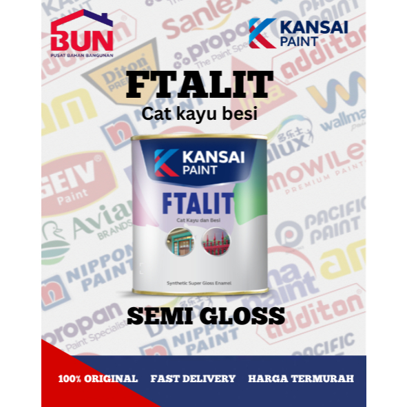 FTALIT KANSAI SEMI GLOSSY 1KG ALL WARNA / FTALIT CAT KAYU BESI KANSAI SEMI KILAP 1 KG
