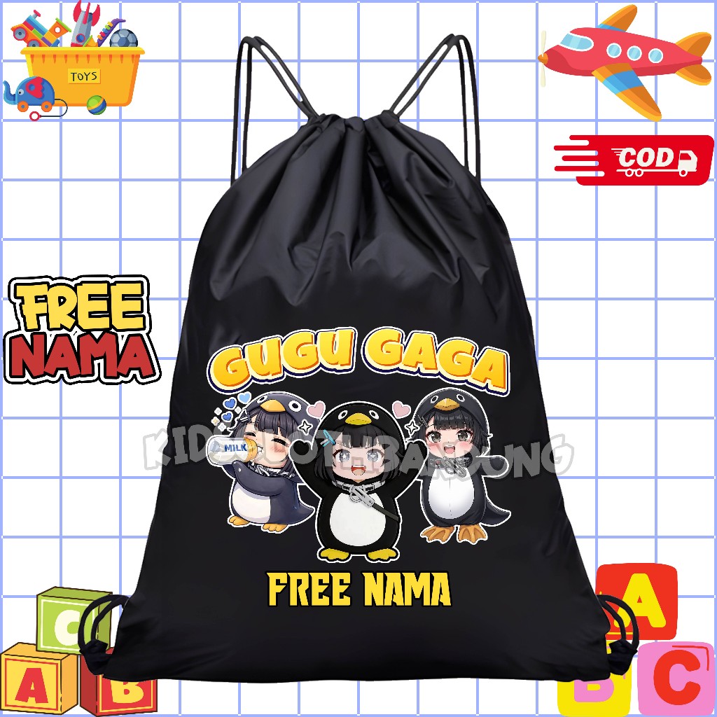BISA COD Tas Serut String Bag Anak GUGU GAGA Penguin Lucu ARKNIGHTS / Tas Ngaji Anak Karakter GUGU G