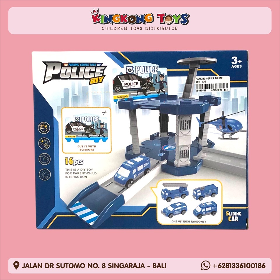 MAINAN DIY PARKIR MOBIL POLISI ANAK / MAINAN PARKING SERIES POLICE / MAINAN EDUKATIF ANAK / FUNTOYS