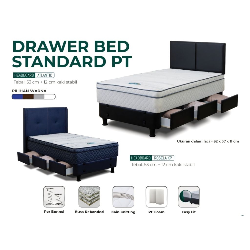 GUHDO STANDARD PLUSHTOP DRAWER BED 3LACI (KASUR+DIVAN NEMPEL JD 1)