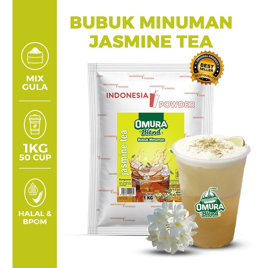 OMURA Bubuk Minuman Premium Rasa Jasmine Tea / Teh Melati 1 Kg Halal BPOM Blend Instant Drink Powder