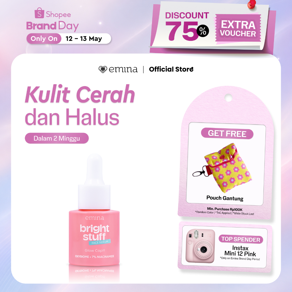 NEW! Emina Bright Stuff Face Serum - Serum Pelembab Wajah Cerah Glowing Anti Kusam
