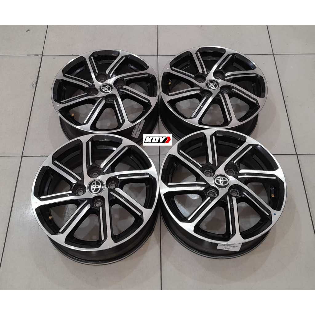 Velg Mobil Bekas Standar Ori Toyota Calya Ring 14x5 Lobang 4x100 ET45 Black Polis PNP Sigra Ayla Vio