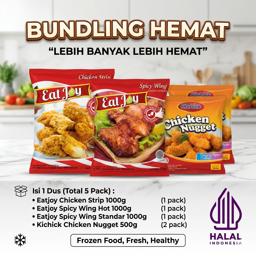 [Promo Bundling] Paket Ayam Spicy Wing, Chicken Strip dan Chicken Nugget Frozen Food Murah 5 Pack