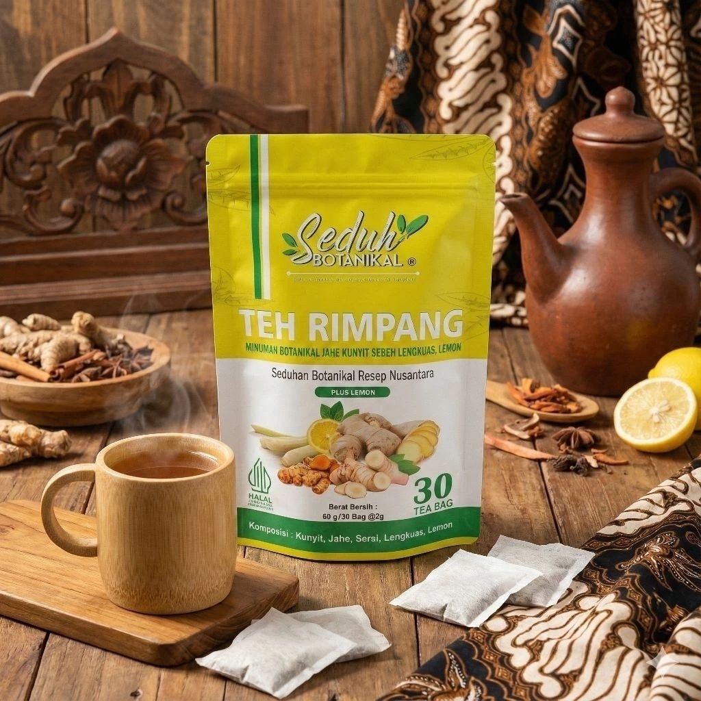 SEDUH BOTANIKAL Teh Rimpang (Plus Lemon) | 30 Tea Bag | Diet Detox Pelangsing JSR dr Zaidul Akbar
