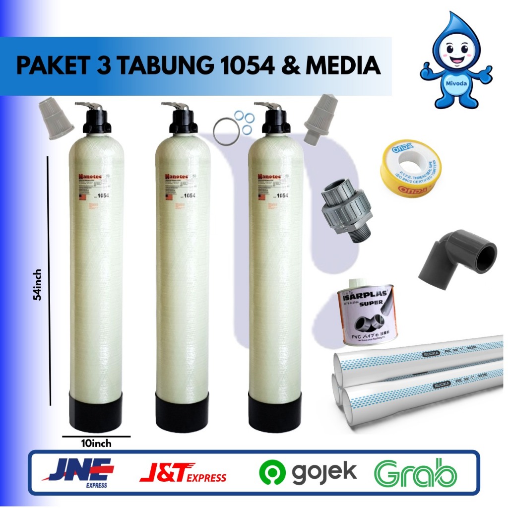 PAKET FILTER AIR 3 TABUNG 1054 & MEDIA
