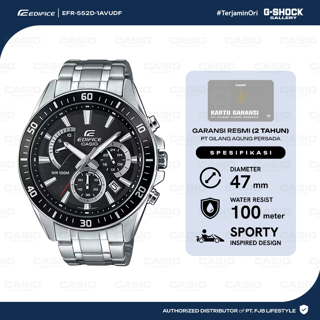 Jam Tangan Pria Casio Edifice EFR-552D-1AVUDF Original Analog