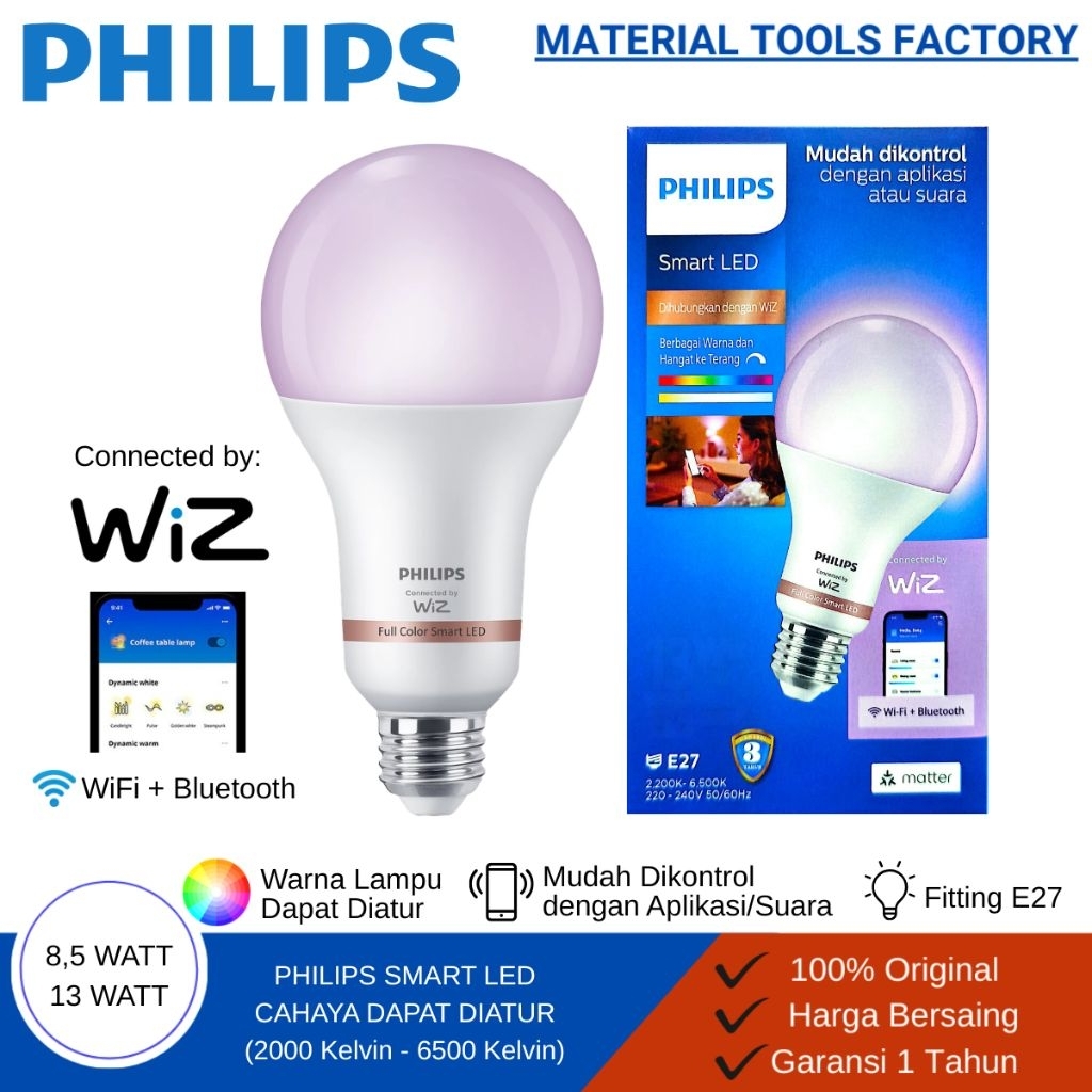 LAMPU RUMAH -LAMPU LED - LAMPU PHILIPS RGB SMART WIFI LED - PHILIPS WIZ RGB