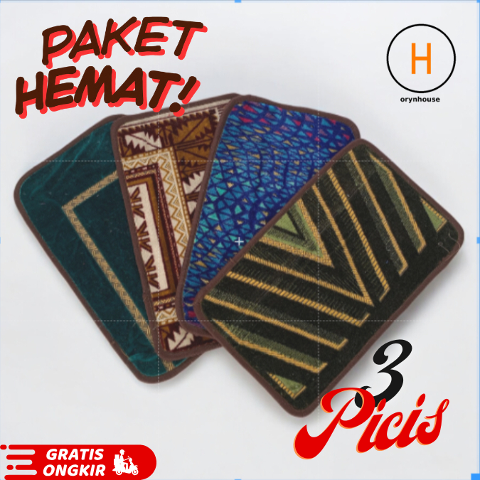 Keset Lantai Turki Paket Hemat isi 3 Motif Premium Elegan untuk Rumah Minimalis Modern