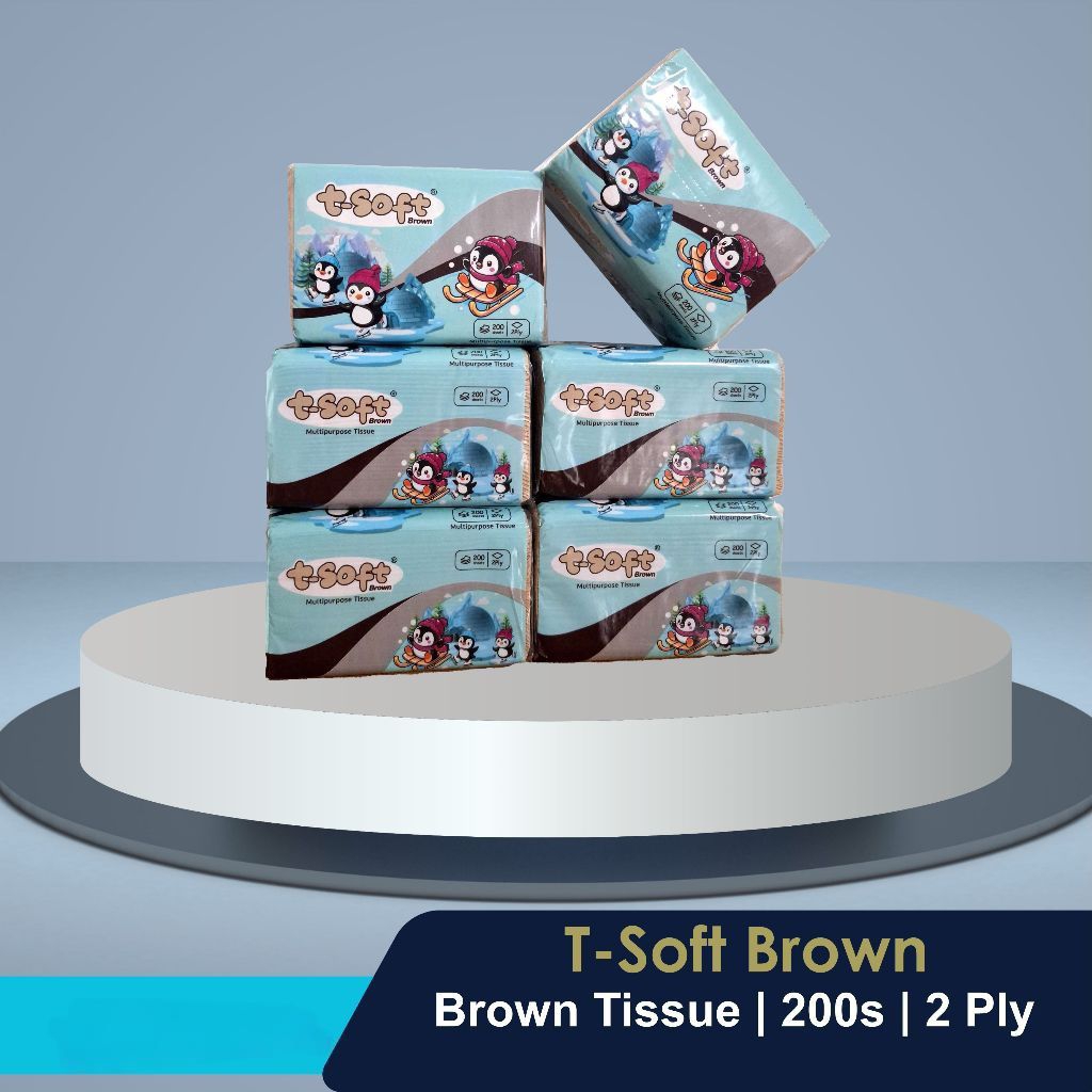 TISSUE T-SOFT BROWN 200 SHEETS(2PLY)