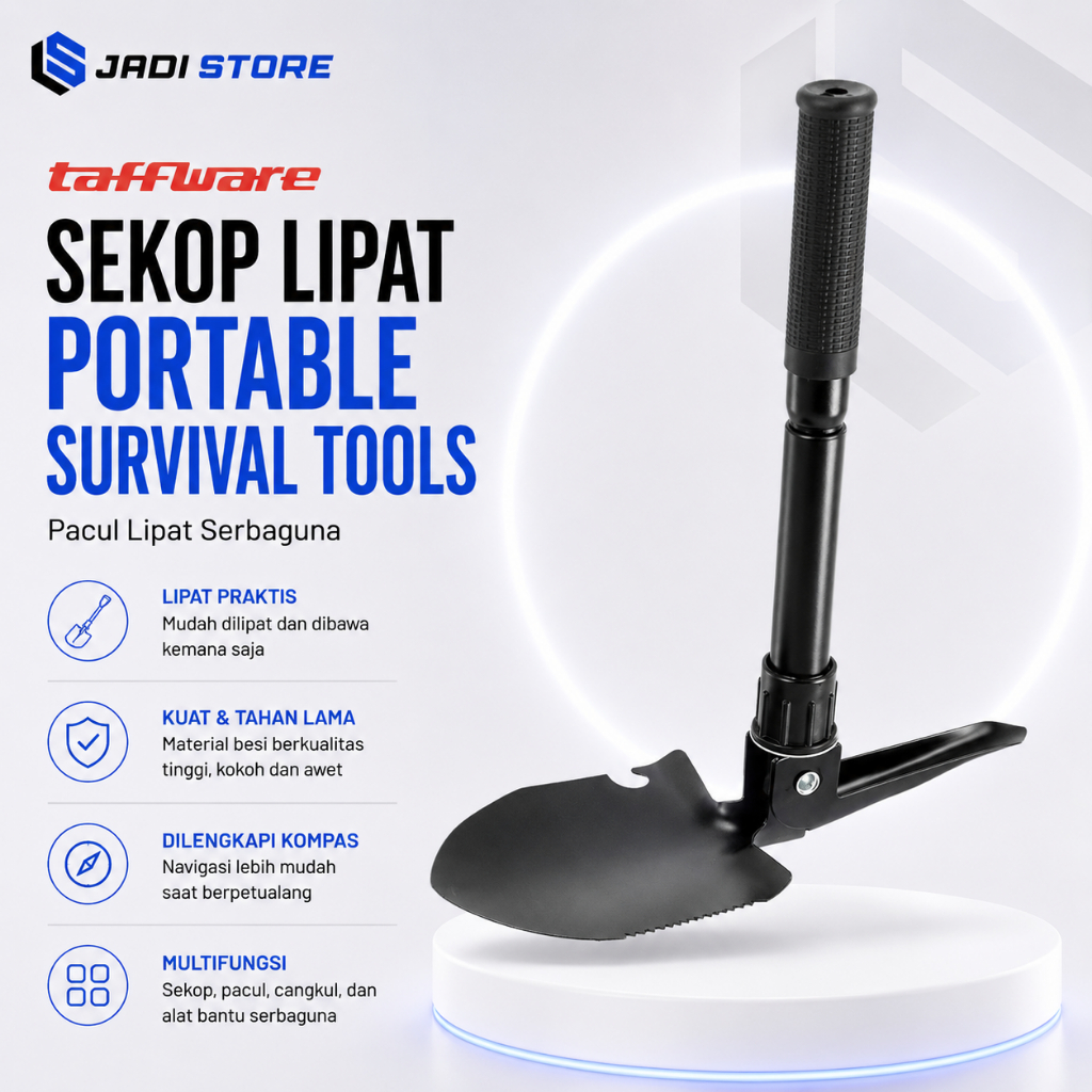 Taffware Pacul Sekop Lipat Portable Survival Tools with Compass - T-3 Pacul Mini Cangkul Lipat Sekop