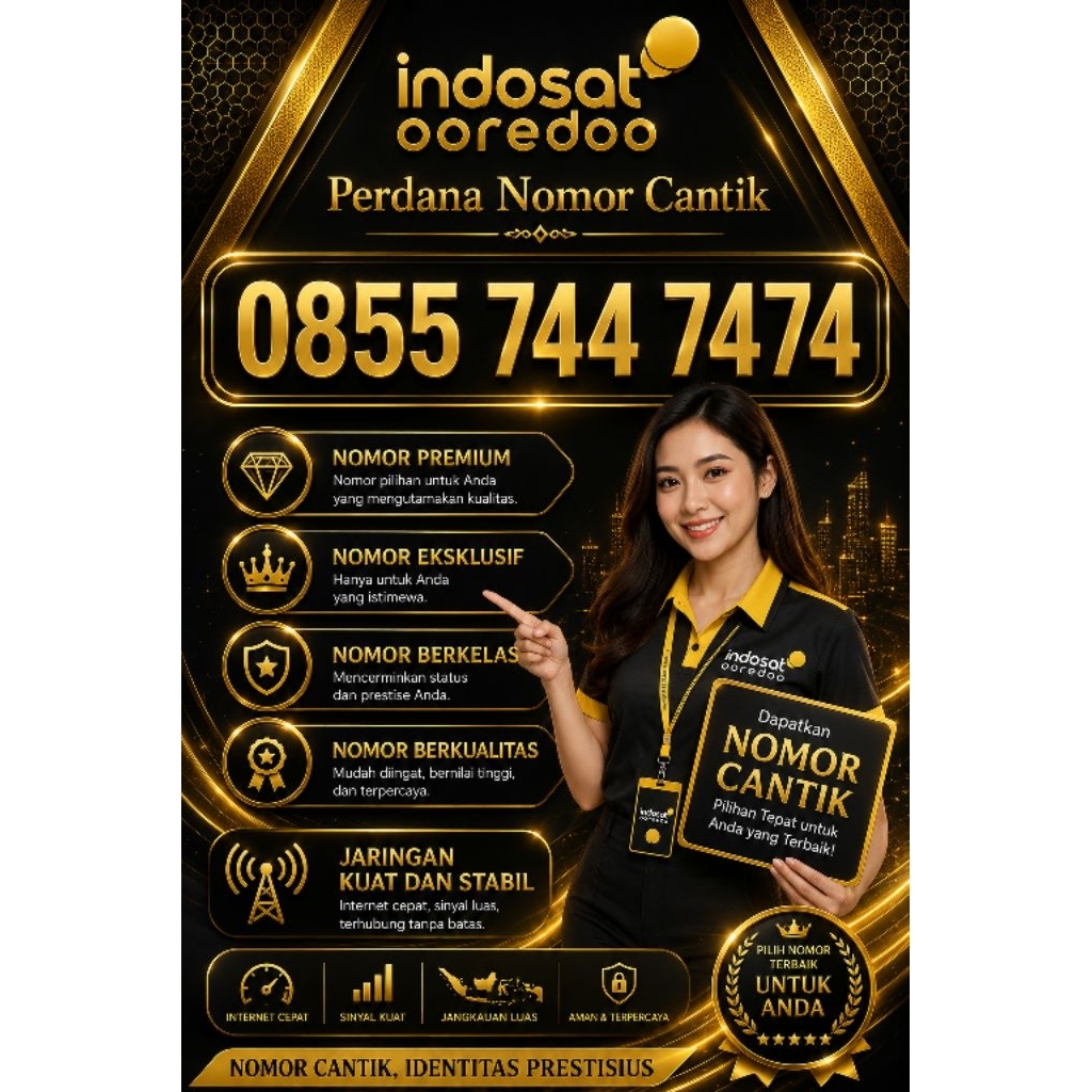 Nomor Cantik Super Premium Perdana Indosat Ooredoo 11 DIGIT Spesial Varian Angka Minimalis Limited E