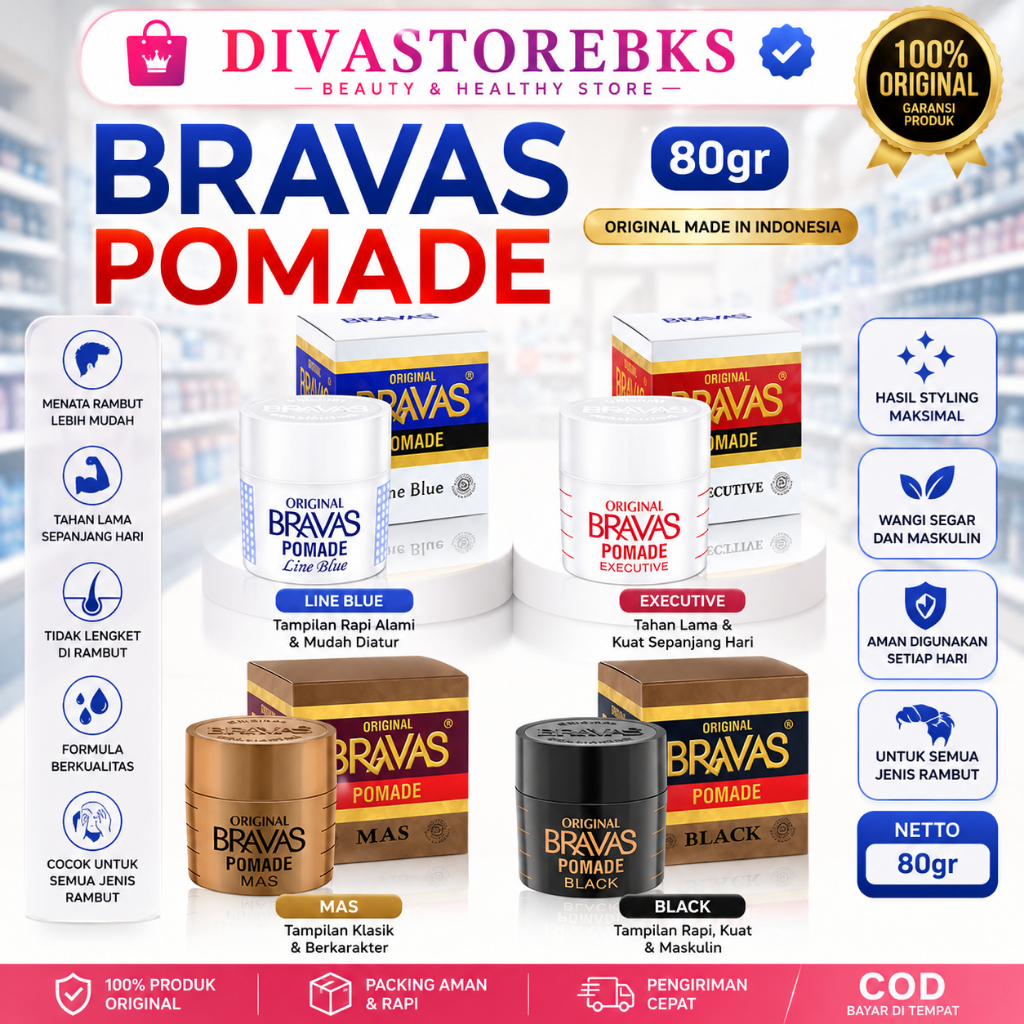 Bravas Pomade 80gr/Pomade Bravas Original Brilliantine