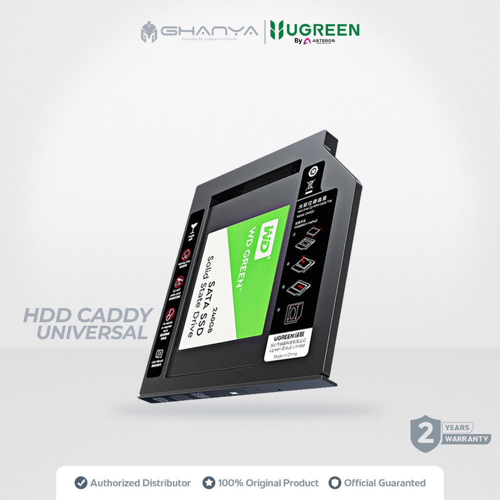 UGREEN SSD HDD Caddy Slim 9.5mm UGREEN Sata DVD Slot Hardisk 2.5" SSD 5TB 70657