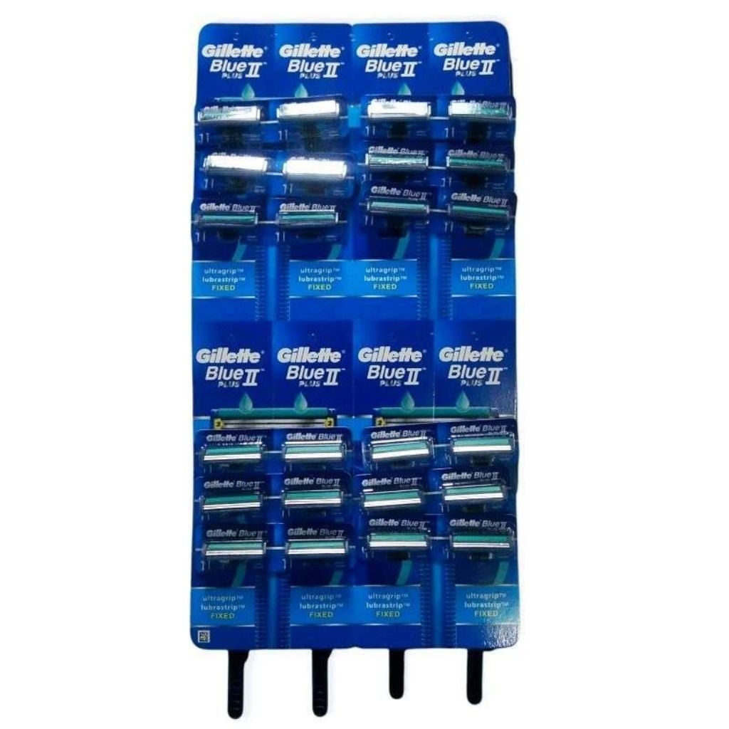CUKURAN KUMIS GILLETTE BLUE II PLUS / ALAT CUKUR GILLETTE BLUE II PLUS, 2 MATA PISAU, 1 PAPAN (24 PC