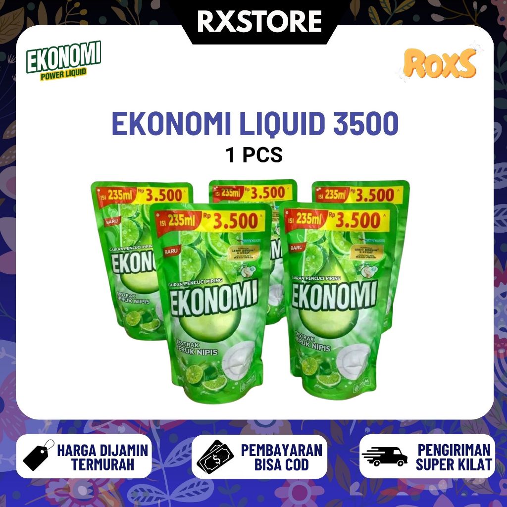 [RX] Ekonomi Pencuci Piring Liquid 235 Ml Eceran 3500 Pouch Kemasan 3500