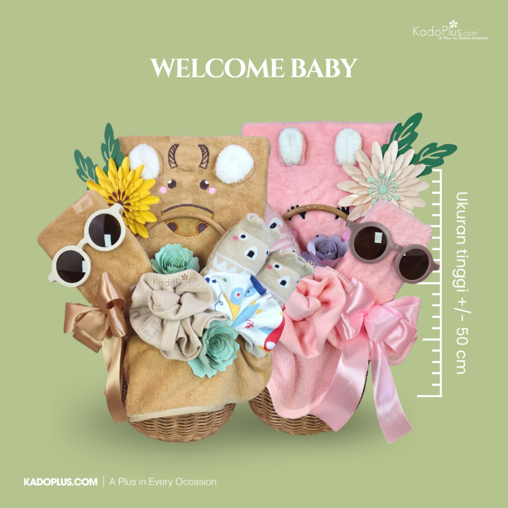 Hampers Bayi Welcome Baby Kado Lahiran Newborn Gift Baby Rattan Basket Baju Free Greetings Card