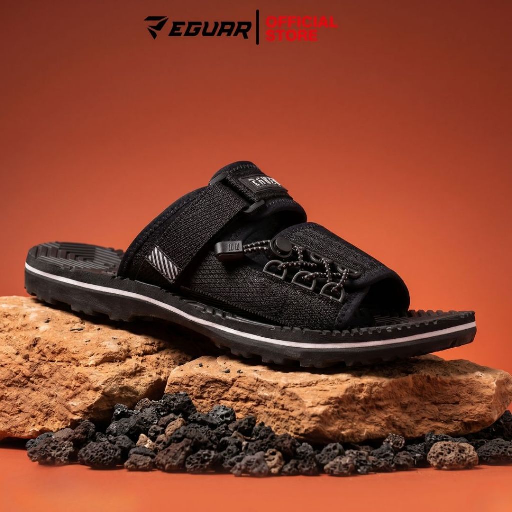 EGUAR Power & Durable Sandal Gunung Slop Pria Wanita Unisex Anti Slip ROVER Black Adventure