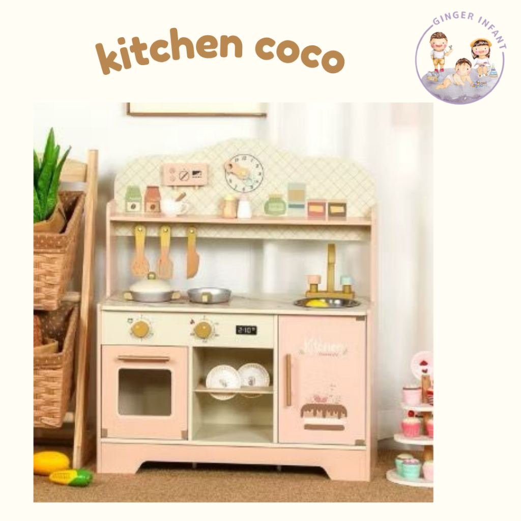 GINGERINFANT coco kitchen Mainan Kayu Kitchen Set Edukasi Melatih Motorik Anak Kayu