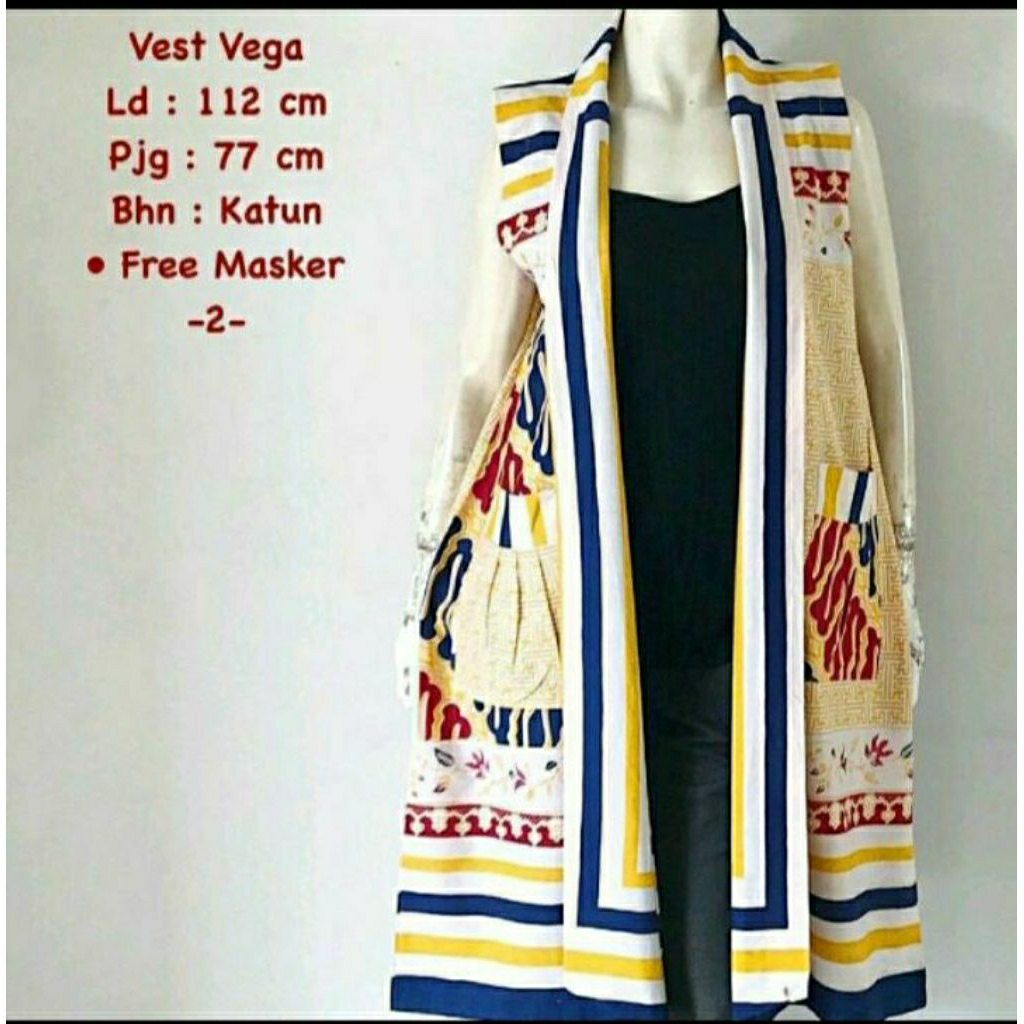Vest Vega Bolero Cardigan Batik Solo Batik Premium Batik Trendy Outer Batik Wanita