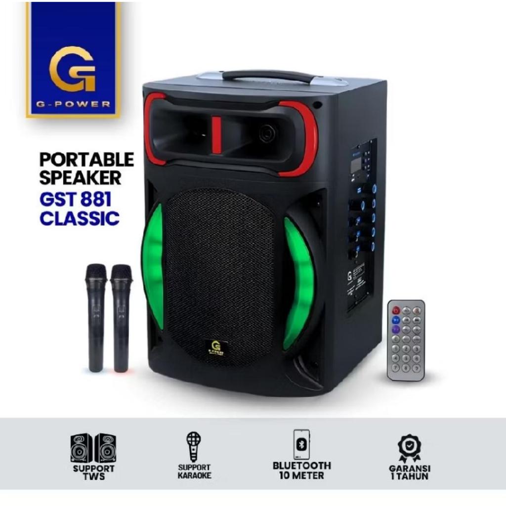 G-POWER Speaker Bluetooth Classic GST 881 - Speaker Bluetooth Portable / Speaker Karaoke 8 inci