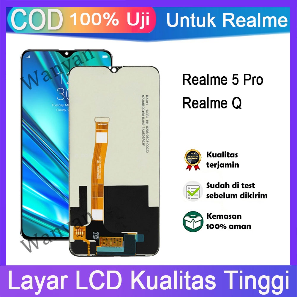 Layar LCD For Realme 5 Pro Realme Q LCD Fullset hp layar Touchscreen untuk Glass Touch Screen Digiti