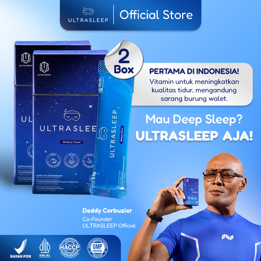 ULTRASLEEP Suplemen Deep Sleep BPOM – Bantu Atasi Susah Tidur & Insomnia | Bundle 2 Box Lebih Hemat