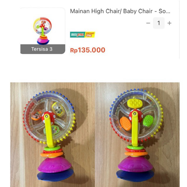 Preloved Rattle Wheel (mainan suction untuk anak makan / mainan high chair / mainan roda baby chair)