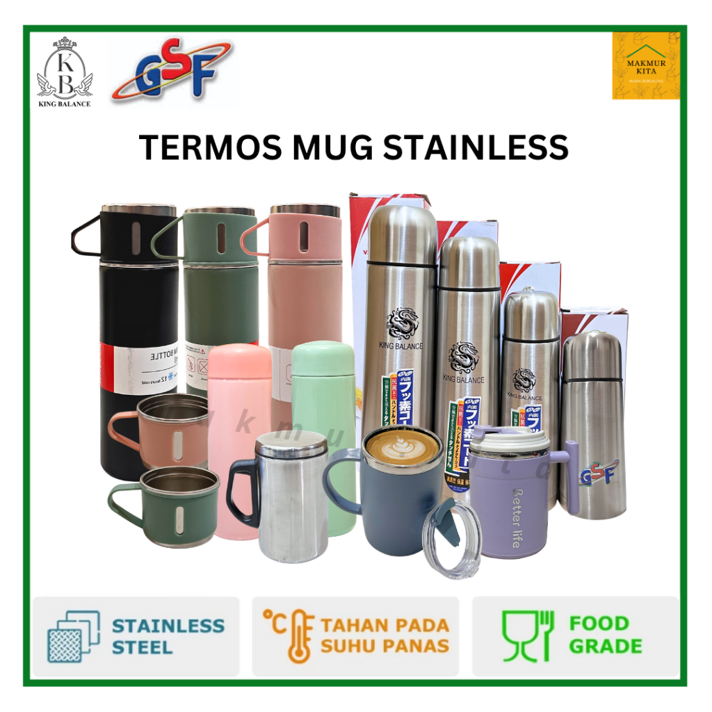 Termos Air Panas Dingin Stainless Steel 200 350 500 750 1000 ML King Balance / GSF Thermos Sultan St
