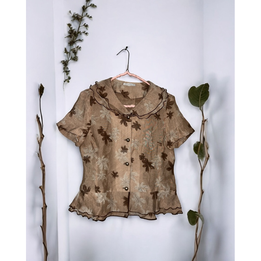 Blouse peplum top korea bahan organza