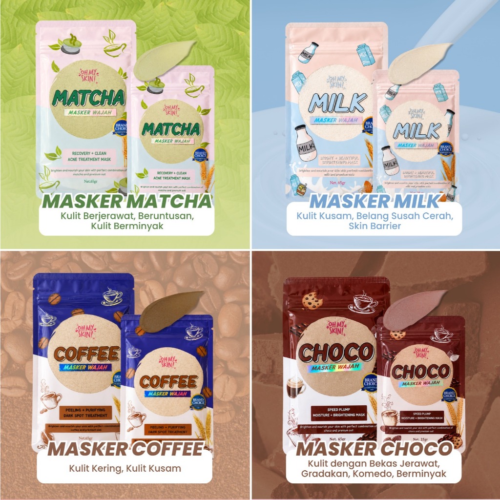Oh My Skin Masker Wajah 65gr & 25gr Mengatasi Beruntusan Jerawat Bekasnya Mencerahkan Melembabkan