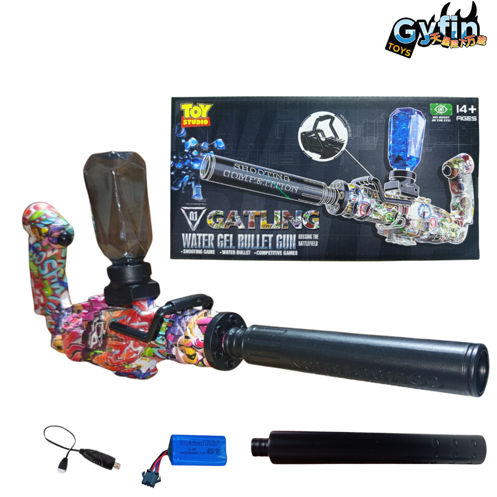 Gatling Gel Blaster WGB Baterai | Gel Water Blaster Otomatis Mainan Tembak Gel Aman Untuk Anak