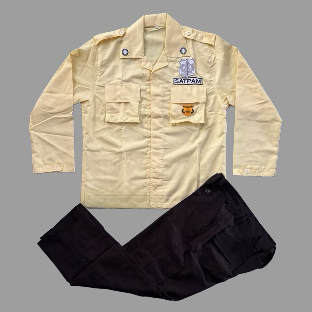 SETELAN SERAGAM PDL SECURITY SATPAM CREAM