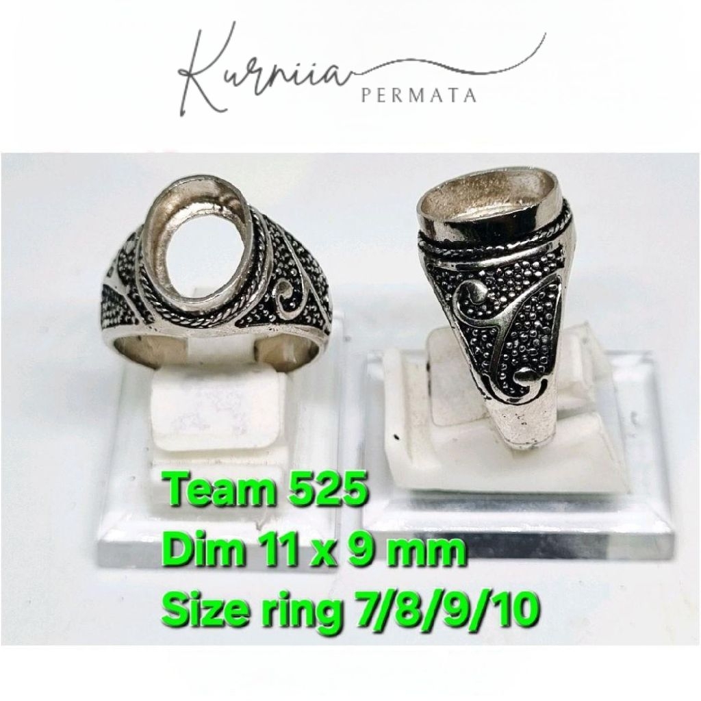 Ring Emban Alpaka Super Dim 11x9mm Tanam Ukir Motif Bali / Pengikat Ring Cincin Batu Akik Eceran