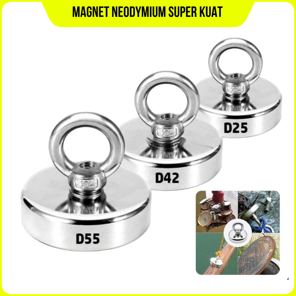Magnet Neodium Super Kuat D42 dan D55 Magnet Fishing Magnet Bulat