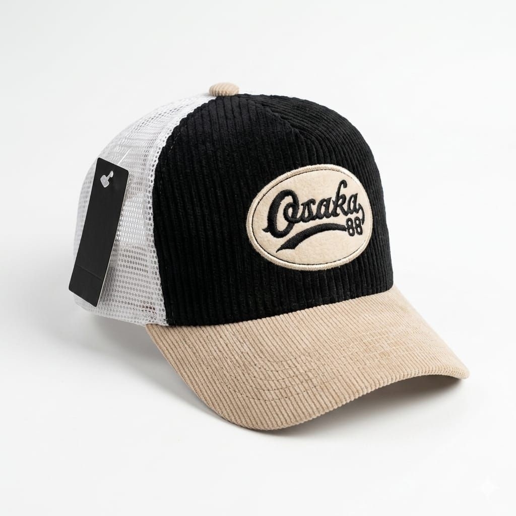 Topi Trucker Hat Corduroy | Topi Viral Jaring Korduroy OSAKA Kombinasi