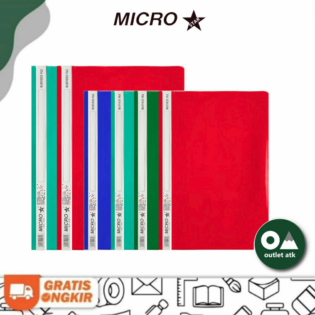 Business / Bisnis File A4 / F4 Micro Star Stopmap Plastik per pack isi 12