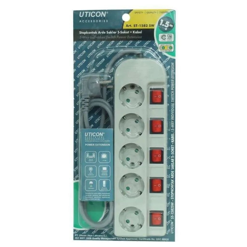 stop kontak Uticon + saklar 5 lubang