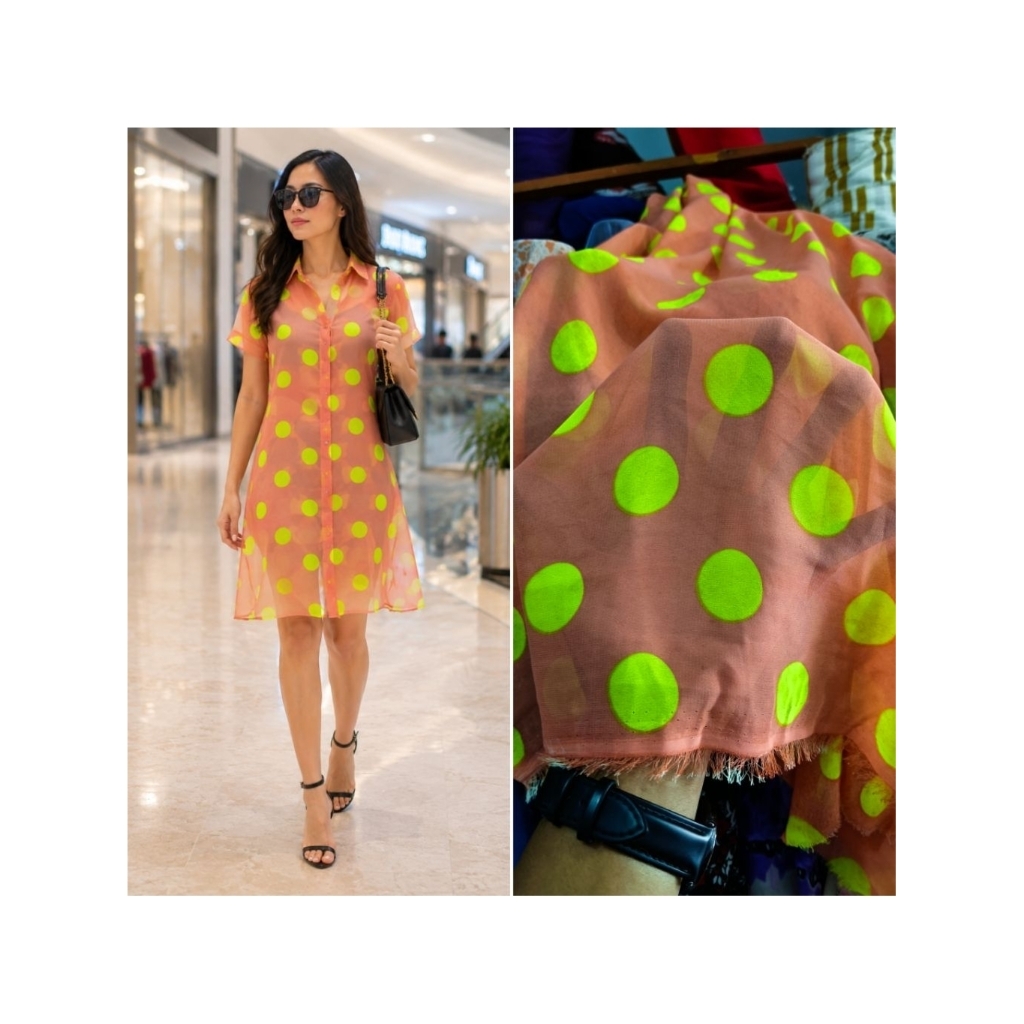 kain sifon motif polkadot - kain sifon - kain chiffon motif - kain sifon motif
