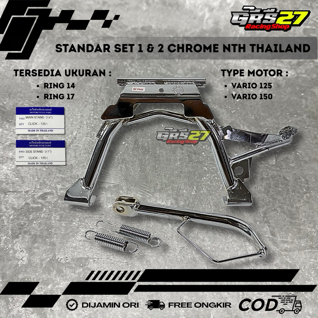STANDAR 1 & 2 SET NTH CHROME RING 14 DAN 17 VARIO 125/150 OLD/NEW STANDAR SAMPING DAN TENGAH ORI ORI