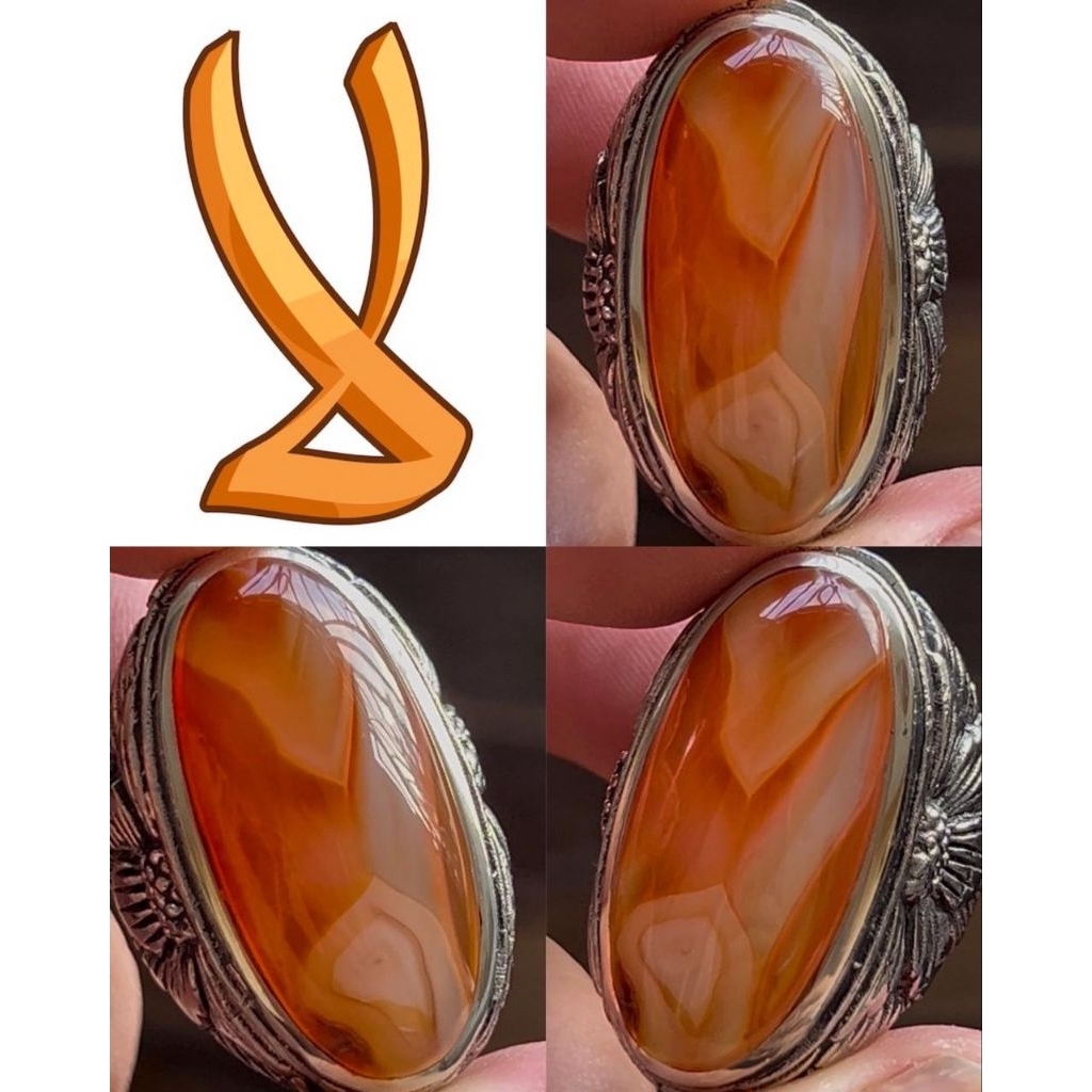 NATURAL CINCIN BATU AKIK YAMAN KRISTAL PAMOR LAM ALIF KRISTAL 3D TEMBUS BAWAH AJIB ANTIK