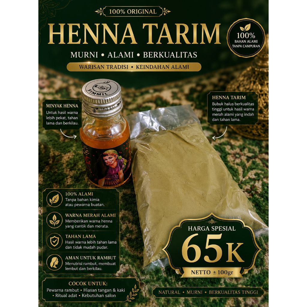 Ready Henna Bubuk Asli Tarim Hadramaut Yaman