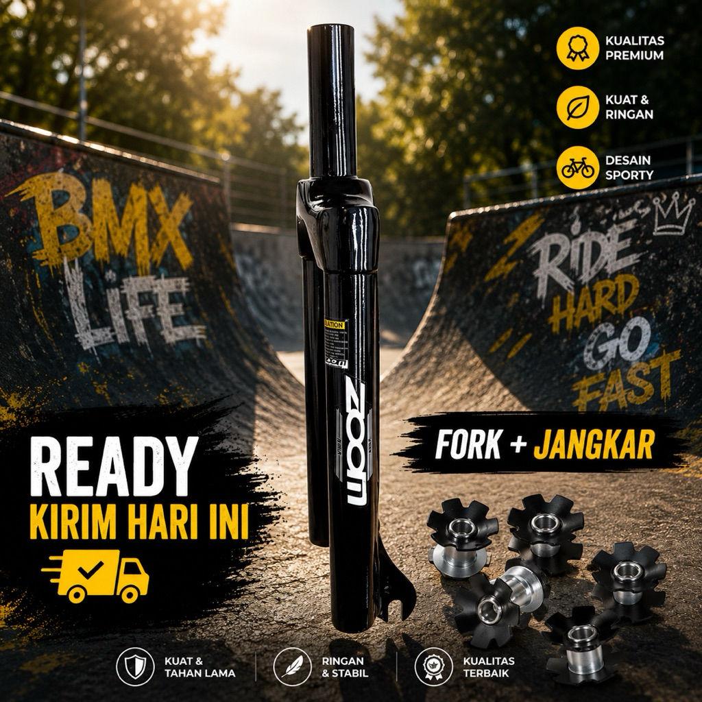 Fork Garpu Sepeda Bmx Zoom 20 Inchi Tahan Lama Hitam Polos