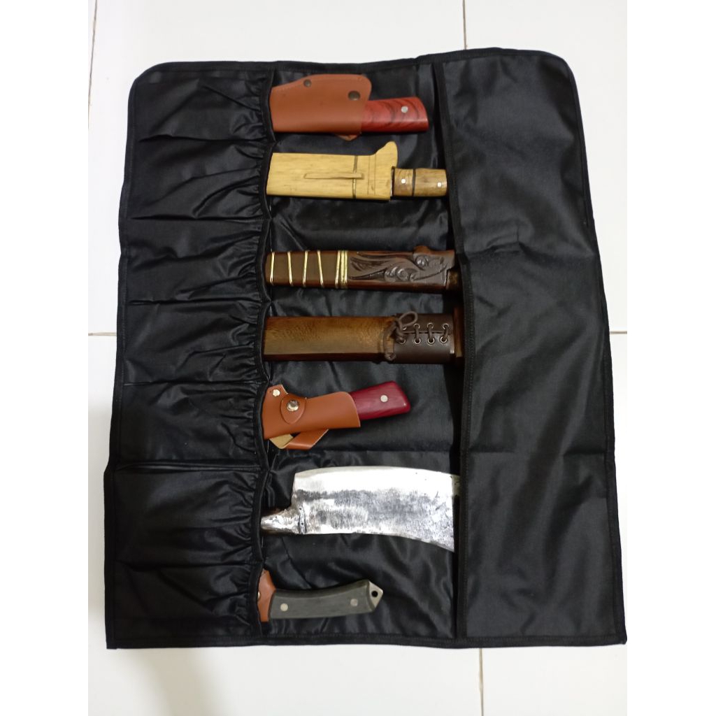 KING Tas golok sembelih model slempang jinjing tas pisau Chef rool bag
