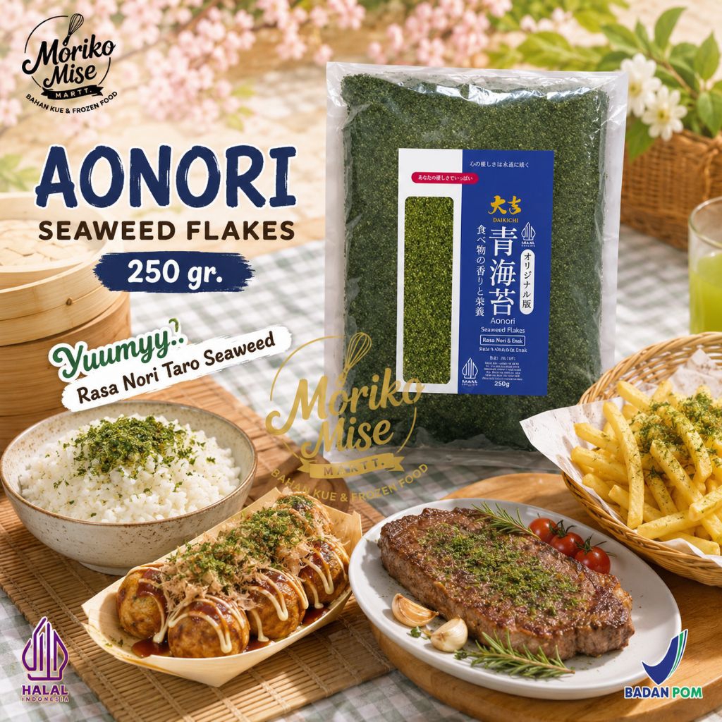 [ AO Nori Flakes ] 250 gr Original Pack / Gim Nori Tabur Rumput Laut / Roasted Seaweed Flakes