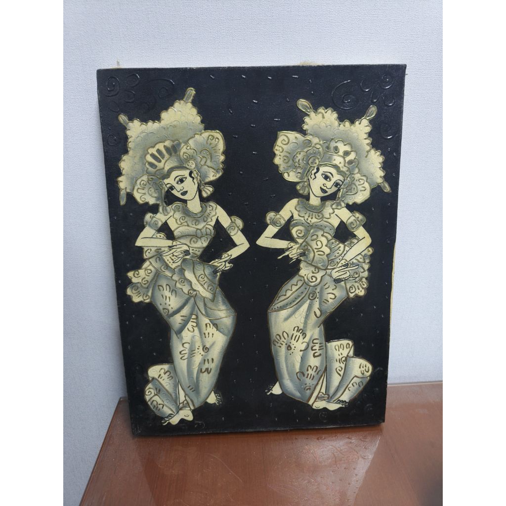 Lukisan 2 (dua) Penari Legong Bali Wanita Preloved