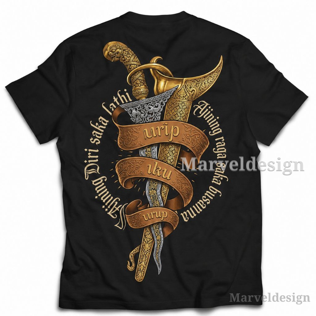 KAOS JAWA KERIS, URIP IKU URUP, AJINING DIRI SAKA LATHI AJINING RAGA SAKA BUSANA, KAOS PRIA COTTON C