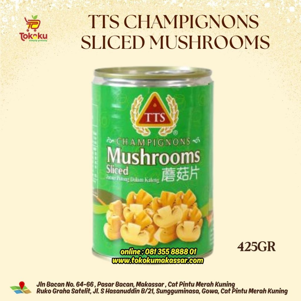 TTS Mushroom Sliced 425gr - Jamur Kancing Iris merk TTS 425gr