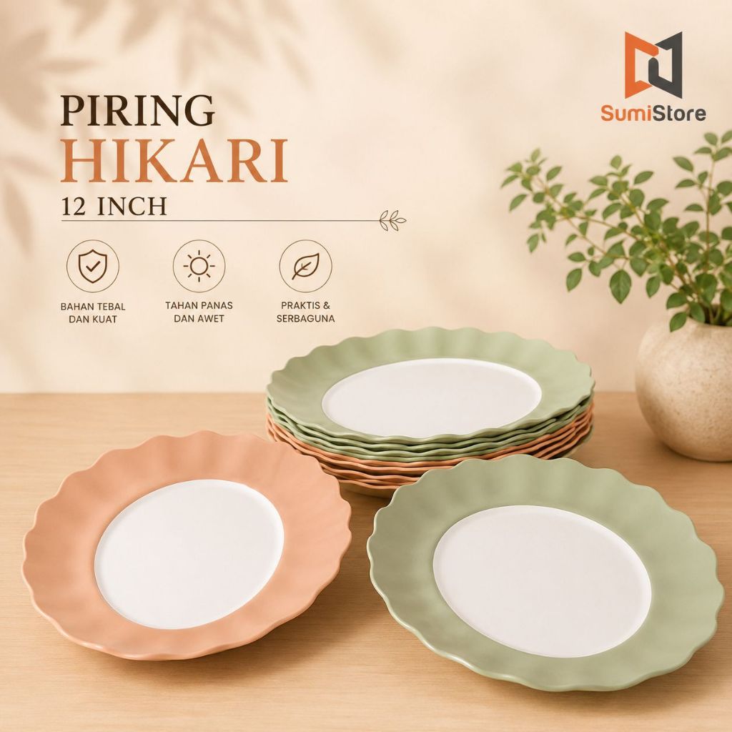 (6pcs) Piring makan oval plastik/ Piring Makan Plastik oval 12 hikari/ Piring prasmanan plastik